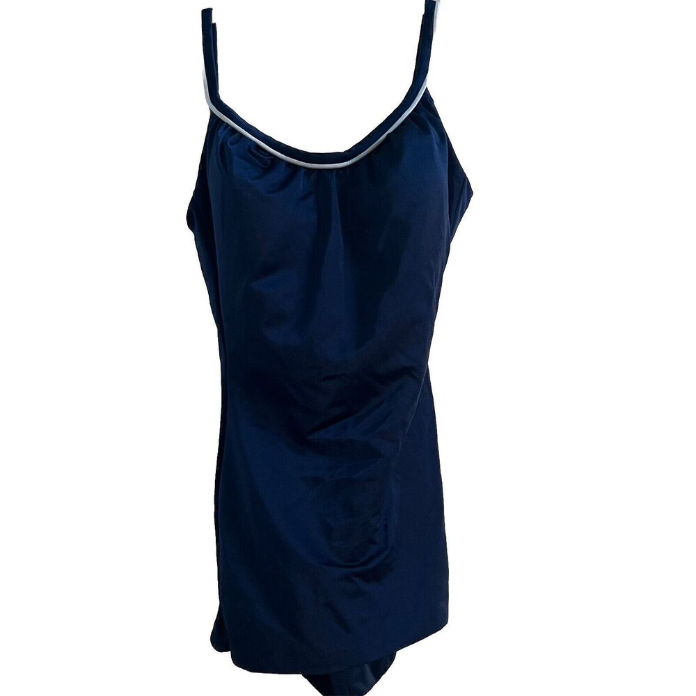 RARE 1960s Vintage De Weese Design Pinup Swimsuit Navy Scooped Back Size Small